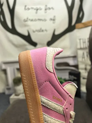 Adidas Samba Pink Cracked Leather Lifestyle Sneakers 3