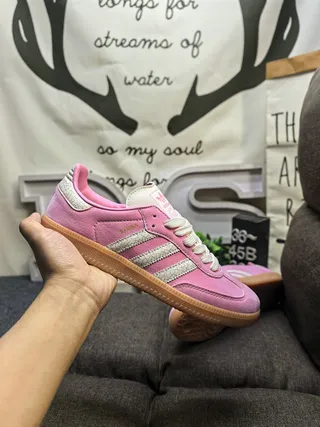 Adidas Samba Pink Cracked Leather Lifestyle Sneakers 5