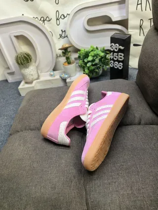 Adidas Samba Pink Cracked Leather Lifestyle Sneakers 6