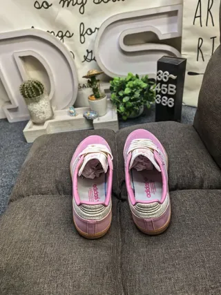 Adidas Samba Pink Cracked Leather Lifestyle Sneakers 8