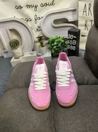 Adidas Samba Pink Cracked Leather Lifestyle Sneakers 10