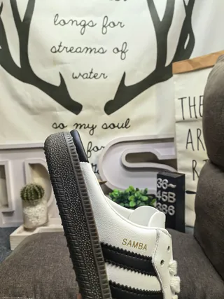 Adidas Samba White and Black Slip-On Loafers 3
