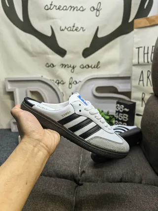 Adidas Samba White and Black Slip-On Loafers 5