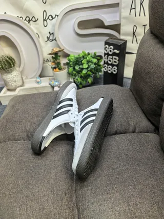Adidas Samba White and Black Slip-On Loafers 6