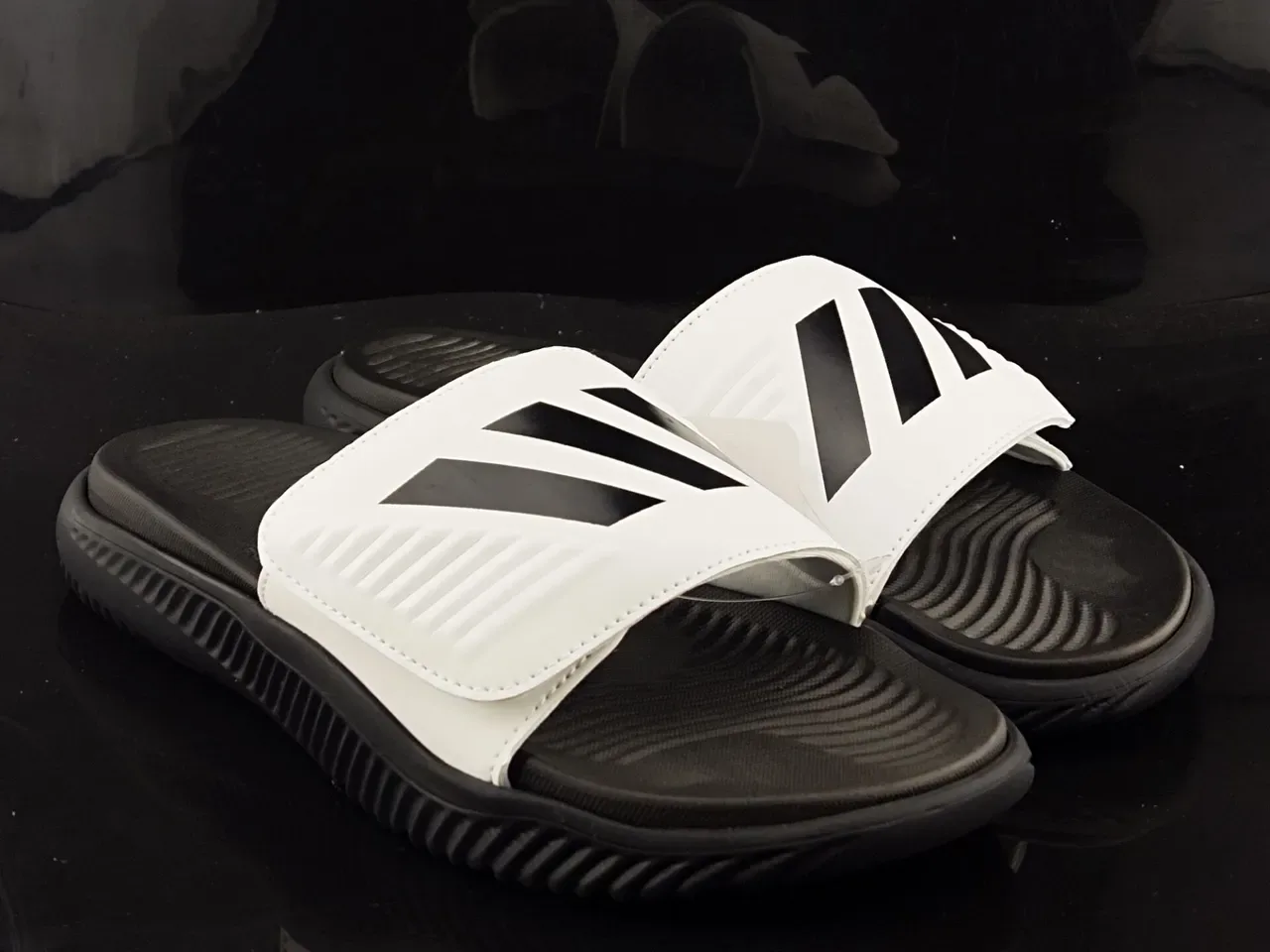 Adidas Slide White and Black Slippers 4