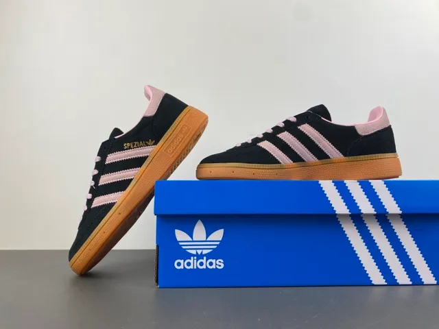 Adidas Spezial Black and Pink Suede Lifestyle Sneakers 14