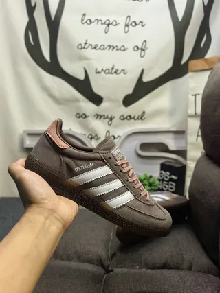 Adidas Spezial Brown Pink Suede Upper Three-Stripe Side Panel Lifestyle Sneakers 5