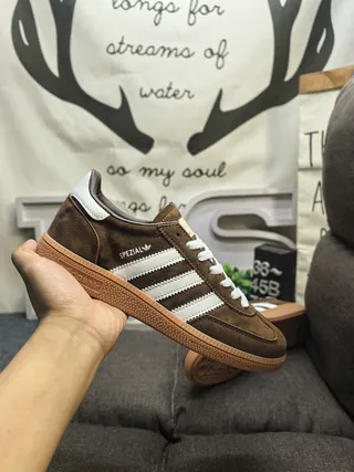 Adidas Spezial Brown Suede White Stripe Lifestyle Sneakers 5