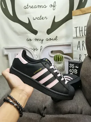 Adidas Superstar Black and Pink Lifestyle Sneakers 5