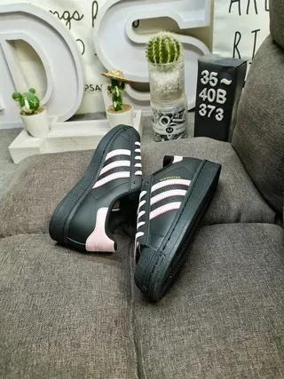 Adidas Superstar Black and Pink Lifestyle Sneakers 6