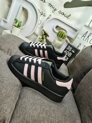 Adidas Superstar Black and Pink Lifestyle Sneakers 7