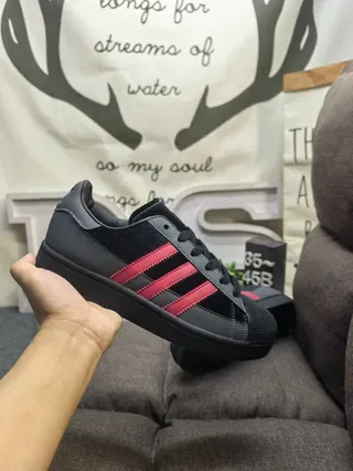 Adidas Superstar Black and Red Velvet Lifestyle Sneakers 5
