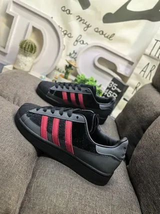 Adidas Superstar Black and Red Velvet Lifestyle Sneakers 7