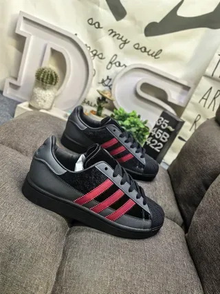 Adidas Superstar Black and Red Velvet Lifestyle Sneakers 9