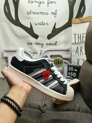 Adidas Superstar Black and White Lifestyle Sneakers 6