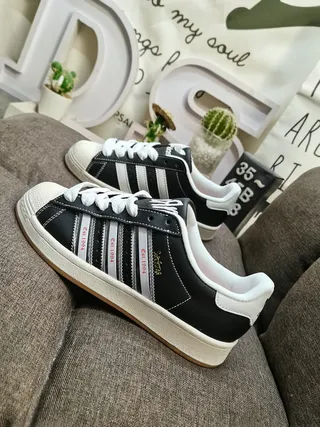 Adidas Superstar Black and White Lifestyle Sneakers 7