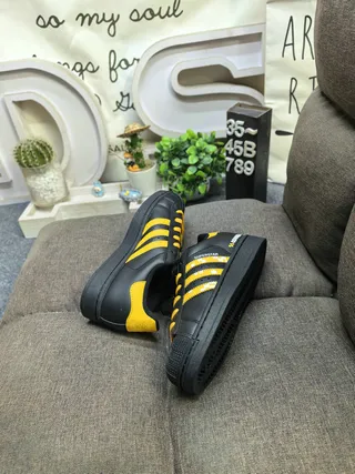 Adidas Superstar Black and Yellow Lifestyle Sneakers 6