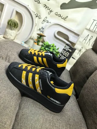 Adidas Superstar Black and Yellow Lifestyle Sneakers 7
