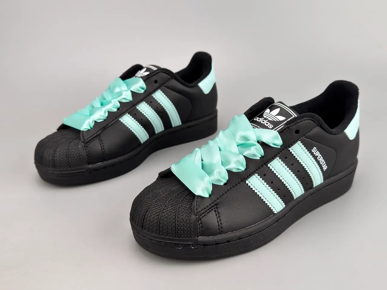 Adidas Superstar Black Mint Three Stripes Lifestyle Sneakers 7