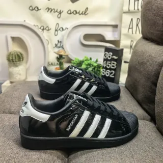 Adidas Superstar Black Patent Leather Lifestyle Sneakers