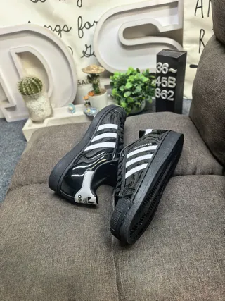 Adidas Superstar Black Patent Leather Lifestyle Sneakers 6