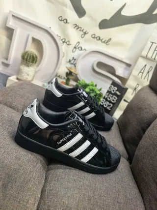 Adidas Superstar Black Patent Leather Lifestyle Sneakers 9