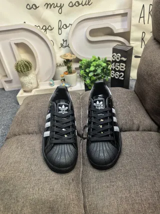 Adidas Superstar Black Patent Leather Lifestyle Sneakers 10