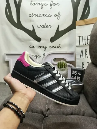 Adidas Superstar Rayures Métalliques Noires et Roses Sneakers Style de Vie 5