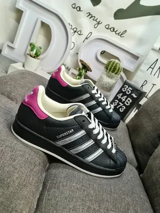 Adidas Superstar Rayures Métalliques Noires et Roses Sneakers Style de Vie 9