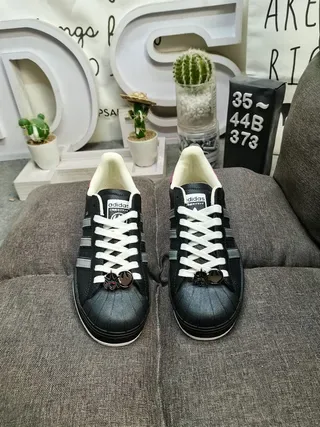 Adidas Superstar Rayures Métalliques Noires et Roses Sneakers Style de Vie 10