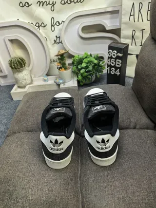 Adidas Superstar Black Textured Upper White Shell Toe Lifestyle Sneakers 8