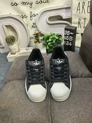 Adidas Superstar Black Textured Upper White Shell Toe Lifestyle Sneakers 10
