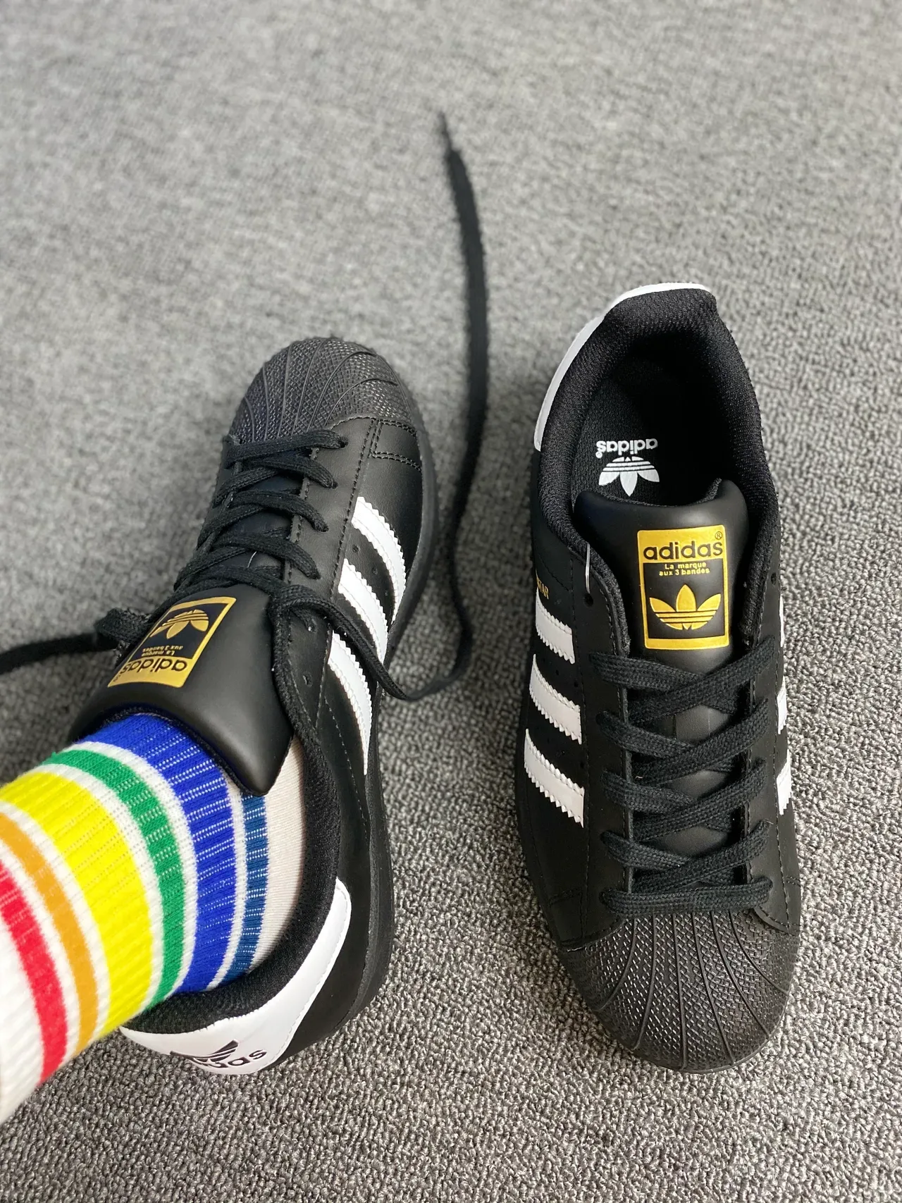 Adidas Superstar Black White Gold Lifestyle Sneakers 2