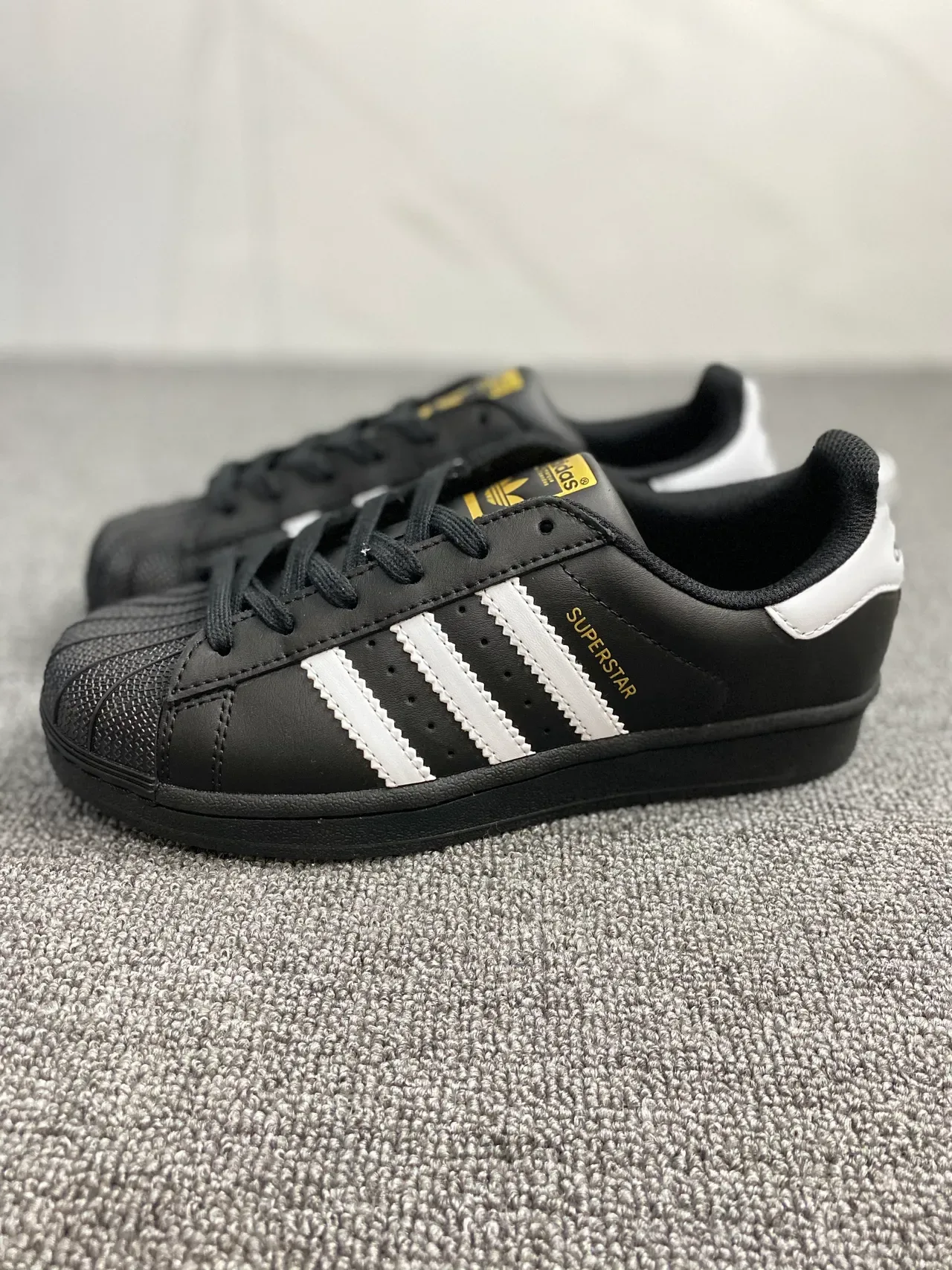 Adidas Superstar Black White Gold Lifestyle Sneakers 4