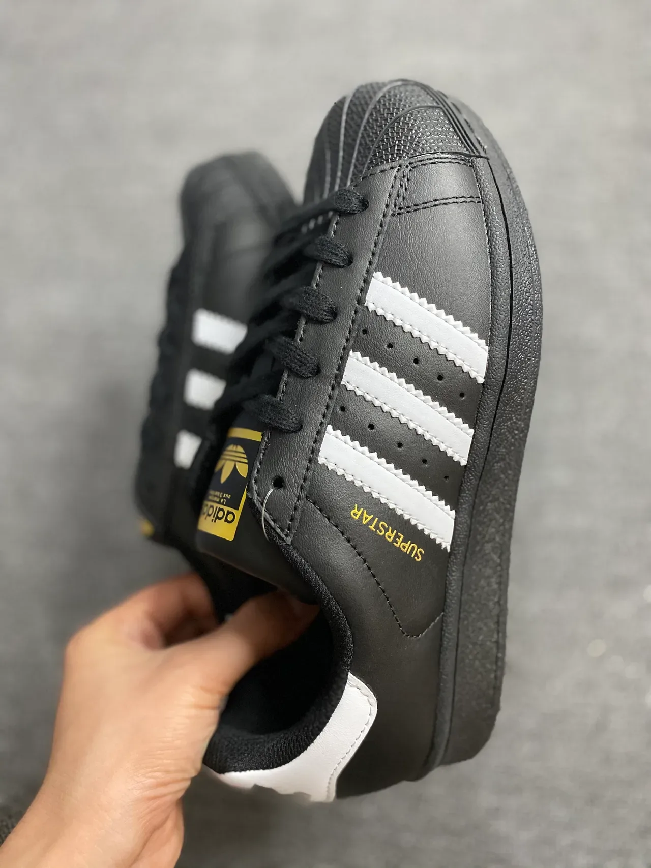 Adidas Superstar Black White Gold Lifestyle Sneakers 8
