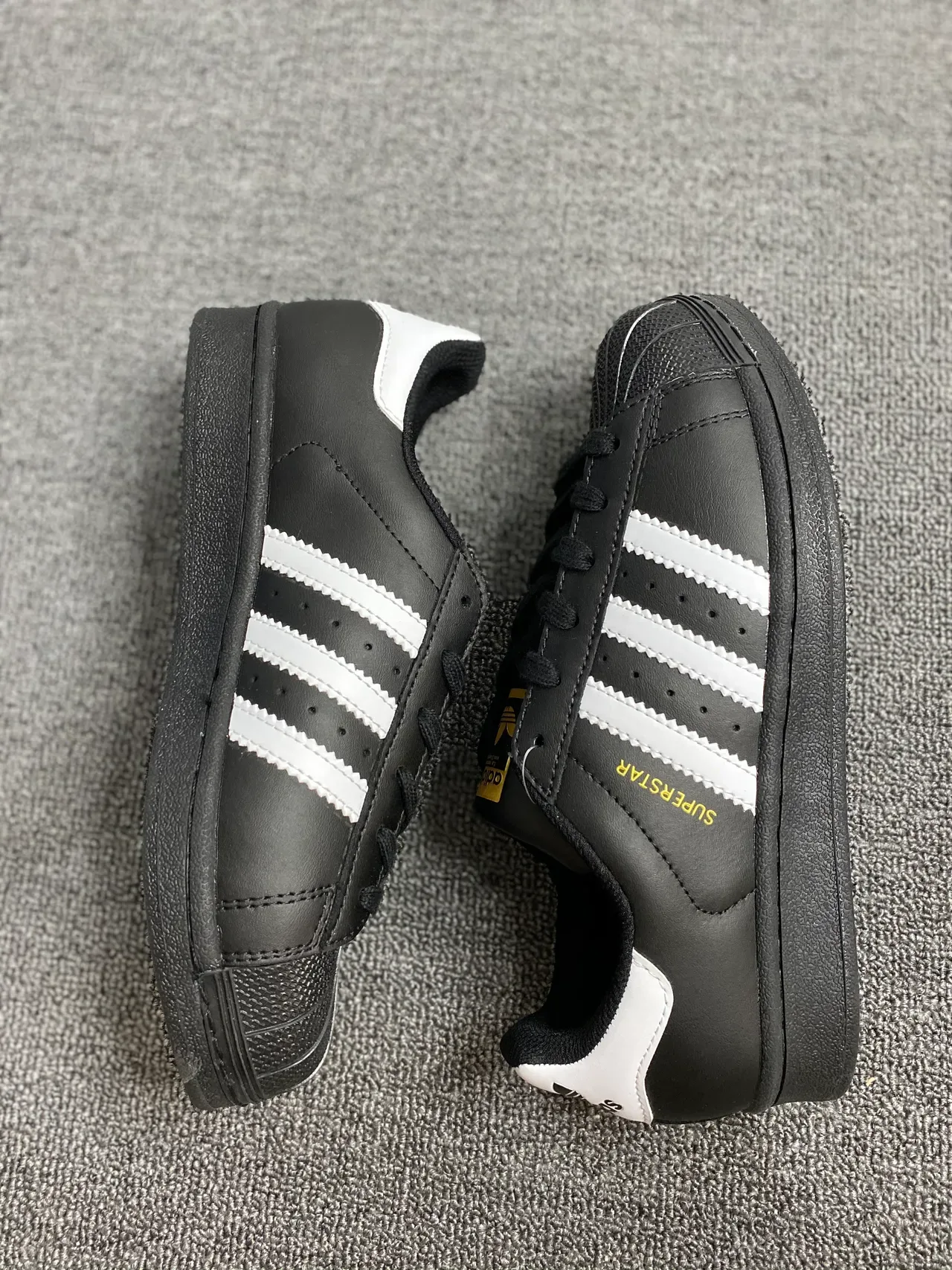 Adidas Superstar Black White Gold Lifestyle Sneakers 10