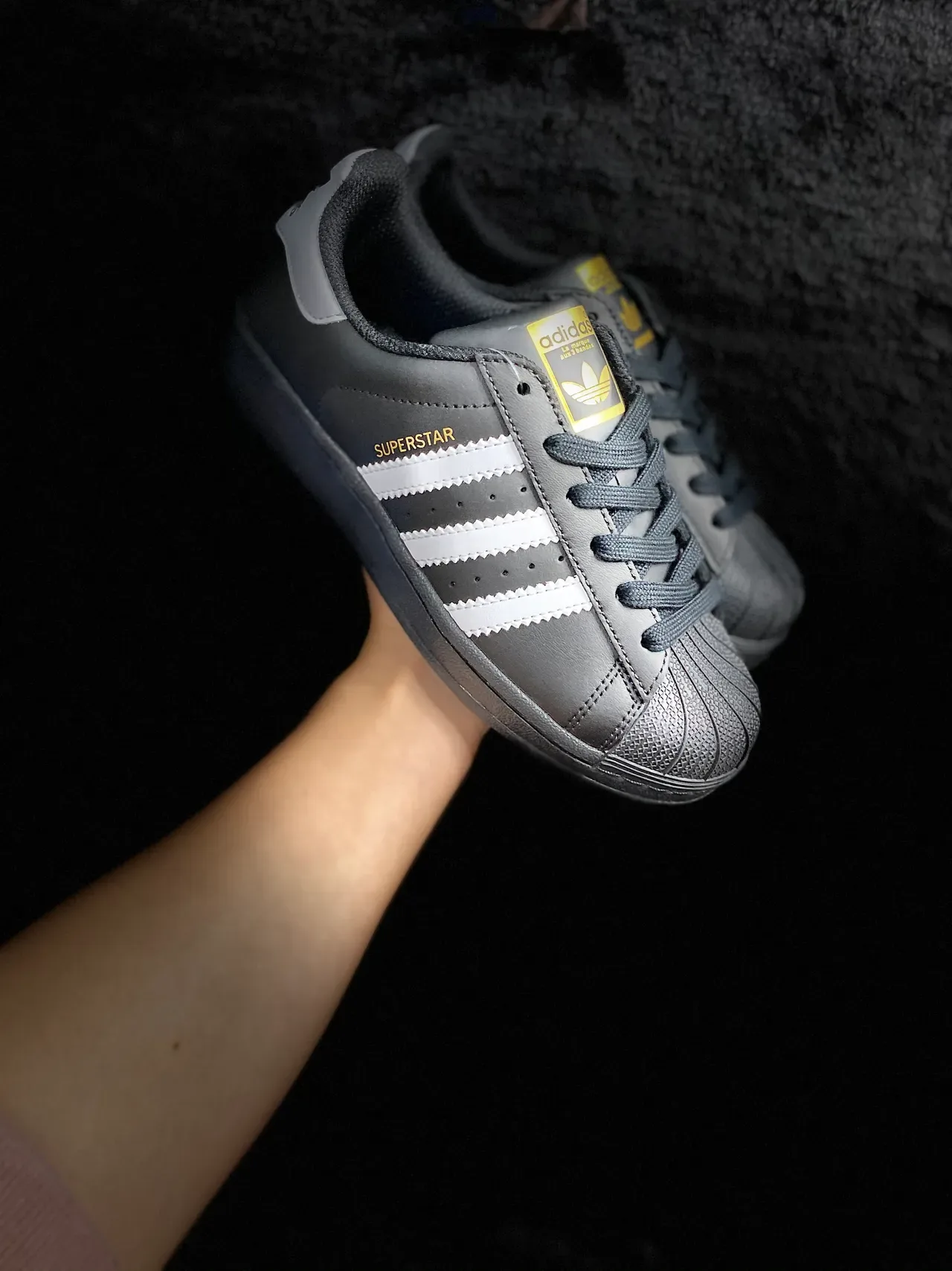 Adidas Superstar Black White Gold Lifestyle Sneakers 11