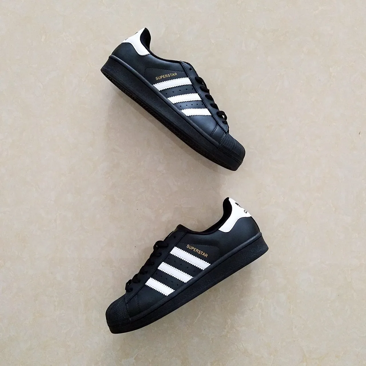 Adidas Superstar Black White Gold Lifestyle Sneakers 14