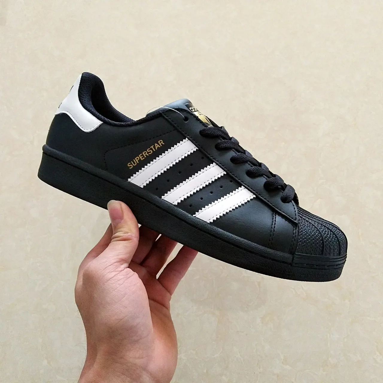 Adidas Superstar Black White Gold Lifestyle Sneakers 16