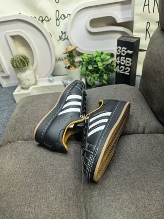 Adidas Superstar Black White Mustard Gum Lifestyle Sneakers 6