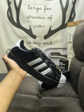 Adidas Superstar Black White Shell-Toe Three-Stripe Lifestyle Sneakers 5