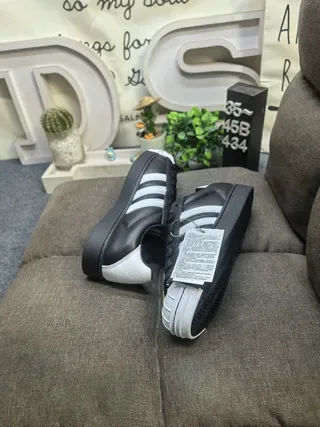 Adidas Superstar Black White Shell-Toe Three-Stripe Lifestyle Sneakers 6