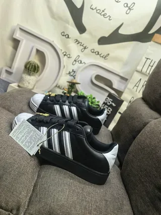 Adidas Superstar Black White Shell-Toe Three-Stripe Lifestyle Sneakers 7