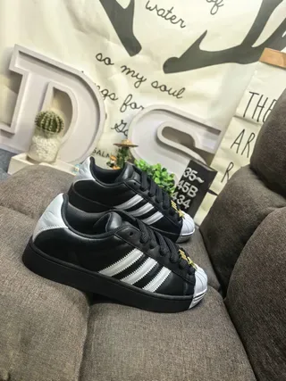 Adidas Superstar Black White Shell-Toe Three-Stripe Lifestyle Sneakers 9