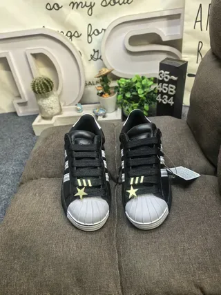 Adidas Superstar Black White Shell-Toe Three-Stripe Lifestyle Sneakers 10