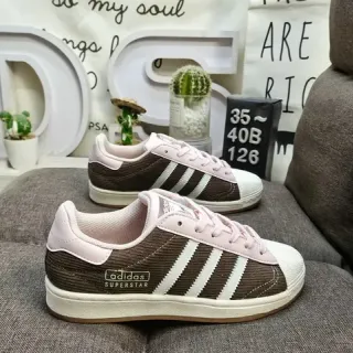 Adidas Superstar Brown and Pink Corduroy Lifestyle Sneakers
