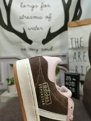 Adidas Superstar Brown and Pink Corduroy Lifestyle Sneakers 3