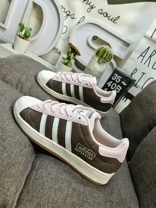 Adidas Superstar Brown and Pink Corduroy Lifestyle Sneakers 7