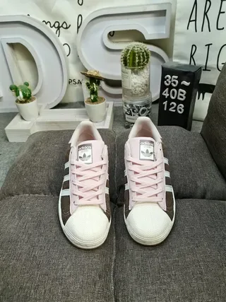 Adidas Superstar Brown and Pink Corduroy Lifestyle Sneakers 10