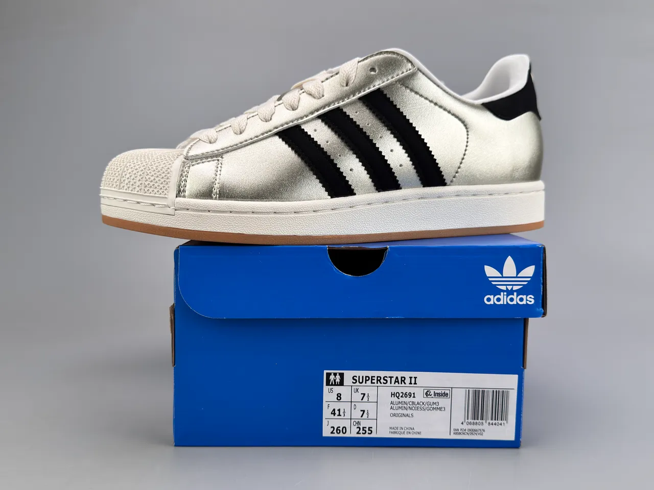 Adidas Superstar Metallic Silver Black Lifestyle Sneakers 6
